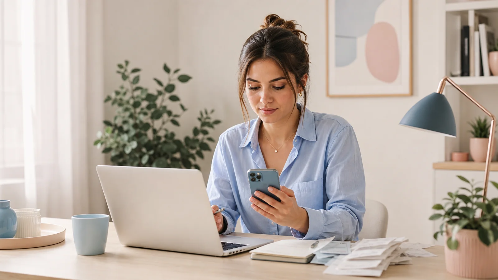 Volljährige Creatorin organisiert OnlyFans-Gewerbe und Steuern am Laptop im Homeoffice