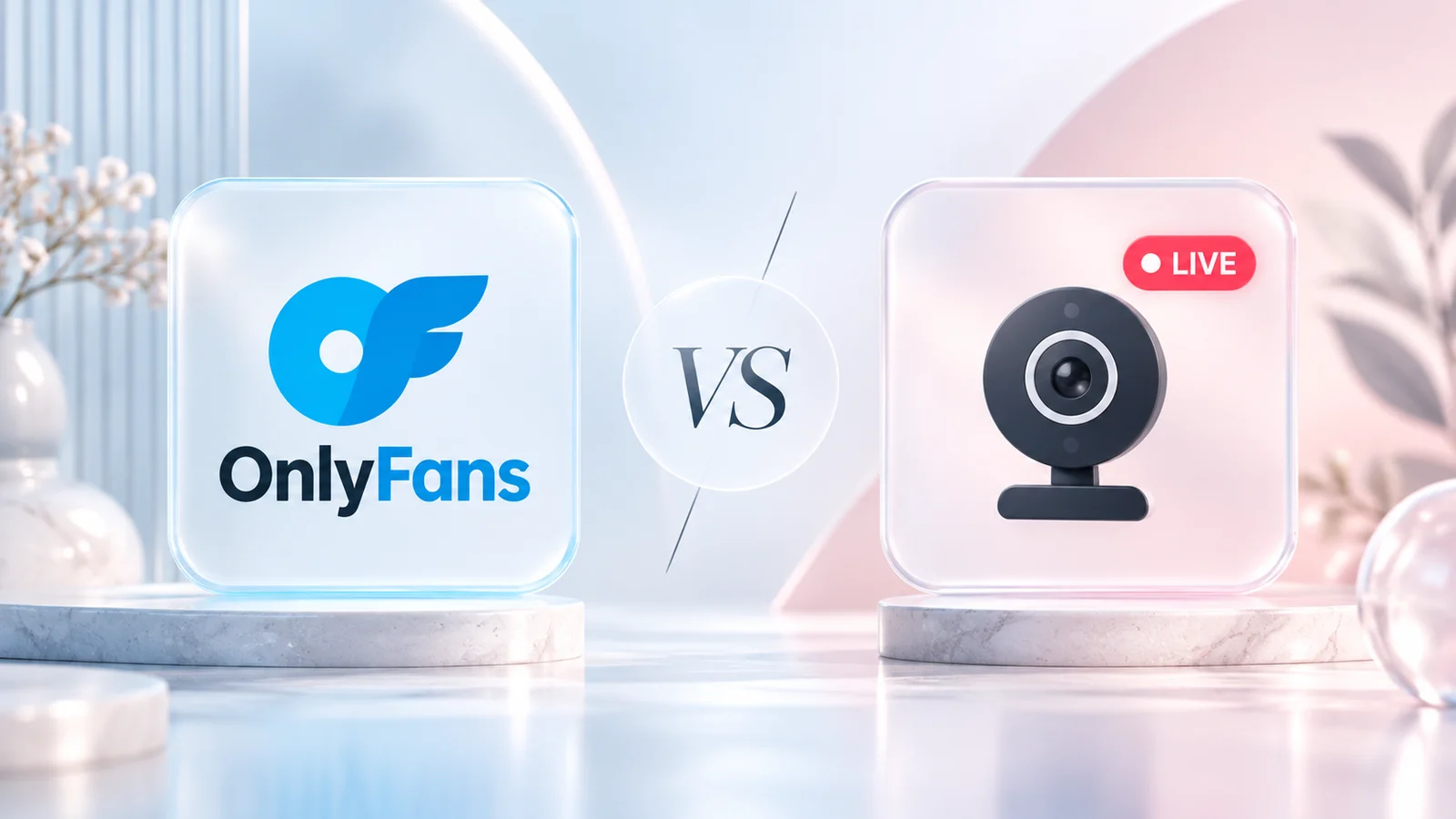 OnlyFans-Logo und Livecam-Symbol im direkten Vergleich